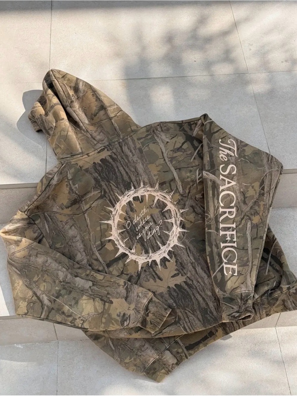 The Sacrifice Camo Hoodie - Olive Camo Graphic Sweatshirt